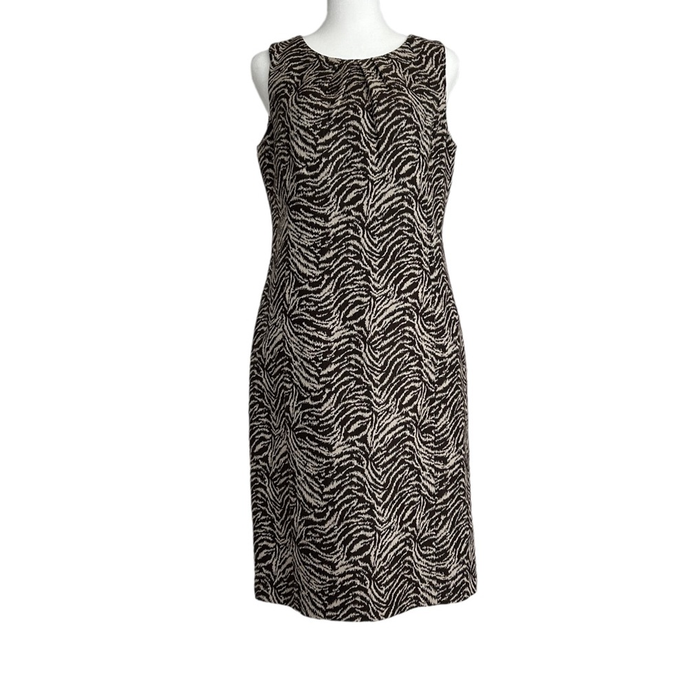 Ann Taylor Silk Wool‎ Blend Zebra Print Sleeveless Sheath Dress (6)